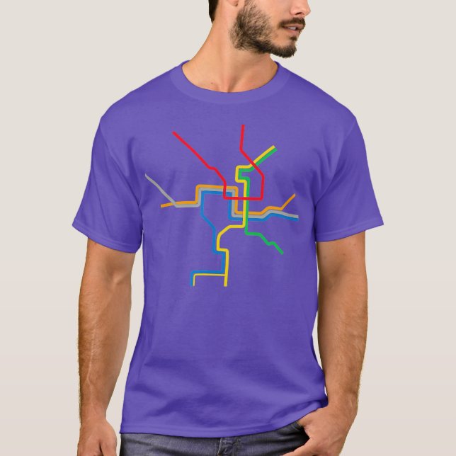 Washington DC Metro Subway Map   Colour Lines T-Shirt (Front)
