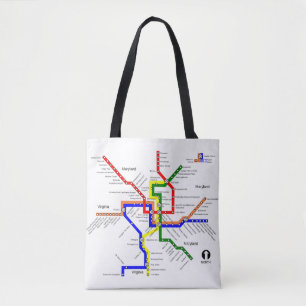 Washington DC Metro Subway Map Tote Bag