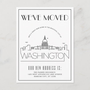 Washington DC Modern Deco   Change of Address Announcement Postcard