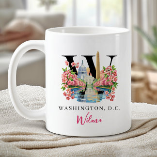Washington DC Monogram Letter W Personalised Gift Coffee Mug