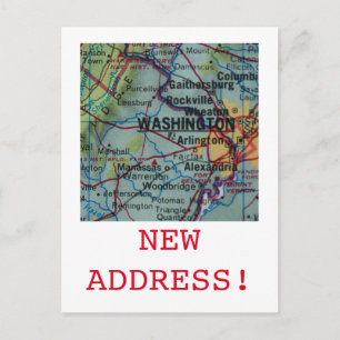 Washington DC New Address announcement Postcard