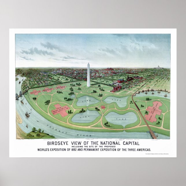 Washington, DC Panoramic Map - 1888 Poster (Front)