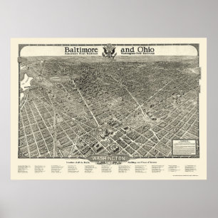 Washington, DC Panoramic Map - 1923 Poster