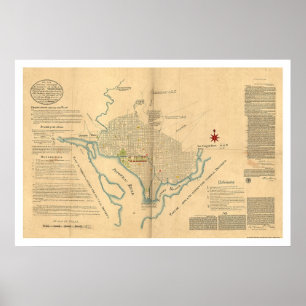 Washington DC Plan Map by L'Enfant 1791 Poster