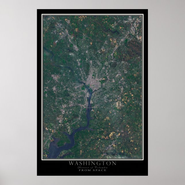 Washington DC Satellite Poster Map (Front)
