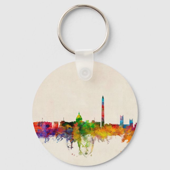 Washington DC Skyline Cityscape Key Ring (Front)
