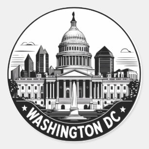 Washington DC Skyline Classic Round Sticker