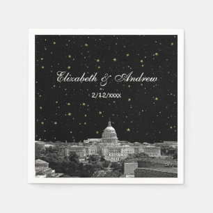 Washington DC Skyline Etched Starry Wedding Napkin
