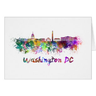 Washington DC skyline in watercolor