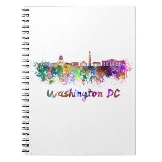 Washington DC skyline in watercolor Spiral Notebook