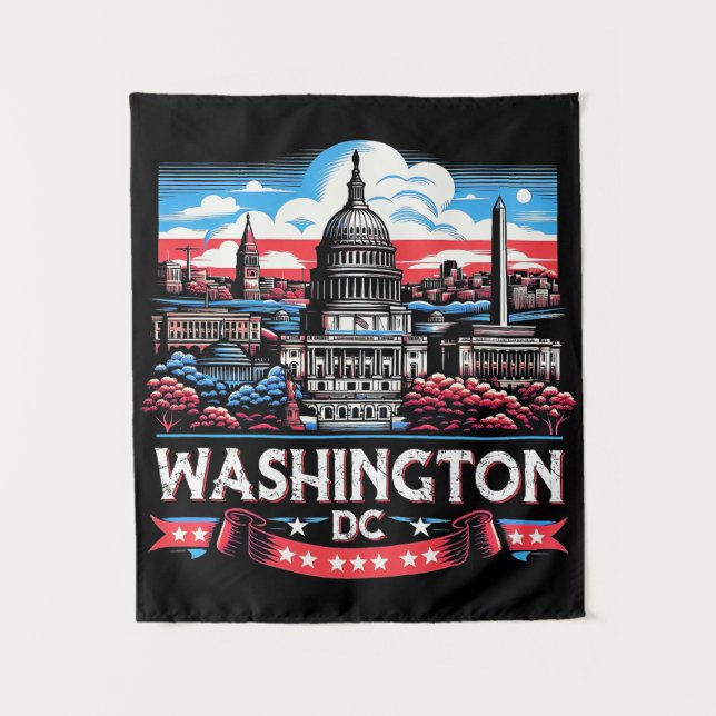 Washington DC Skyline landmarks art Tapestry (Front)