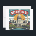 Washington DC Skyline Postcard<br><div class="desc">Show off your love for the nation's capital with this bold vintage-style Washington D.C. design. Featuring the iconic U.S. Capitol building, Washington Monument, and radiating sunburst in a retro Americana palette, this artwork blends history and style. Perfect for patriotic gifts, travel memorabilia, or collectors of U.S. cityscapes, this design captures...</div>