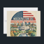 Washington DC Skyline Postcard<br><div class="desc">Show off your love for the nation's capital with this bold vintage-style Washington D.C. design. Featuring the iconic U.S. Capitol building, Washington Monument, and radiating sunburst in a retro Americana palette, this artwork blends history and style. Perfect for patriotic gifts, travel memorabilia, or collectors of U.S. cityscapes, this design captures...</div>