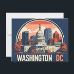 Washington DC Skyline Postcard<br><div class="desc">Show off your love for the nation's capital with this bold vintage-style Washington D.C. design. Featuring the iconic U.S. Capitol building, Washington Monument, and radiating sunburst in a retro Americana palette, this artwork blends history and style. Perfect for patriotic gifts, travel memorabilia, or collectors of U.S. cityscapes, this design captures...</div>