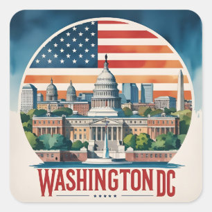 Washington DC Skyline Square Sticker