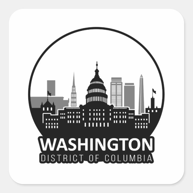 Washington DC Skyline Square Sticker (Front)