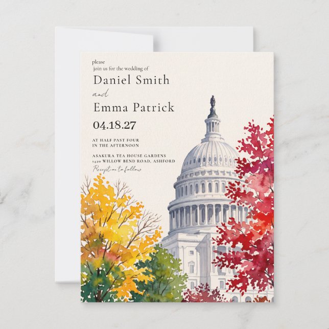 Washington DC Skyline Wedding Invitation (Front)