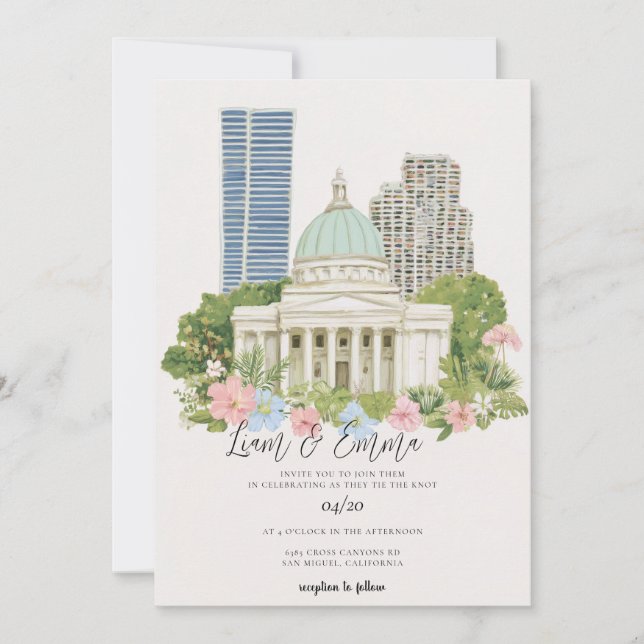 Washington DC Skyline Wedding Invitation (Front)