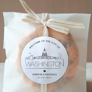 Washington DC Skyline   Wedding Welcome Favour Classic Round Sticker