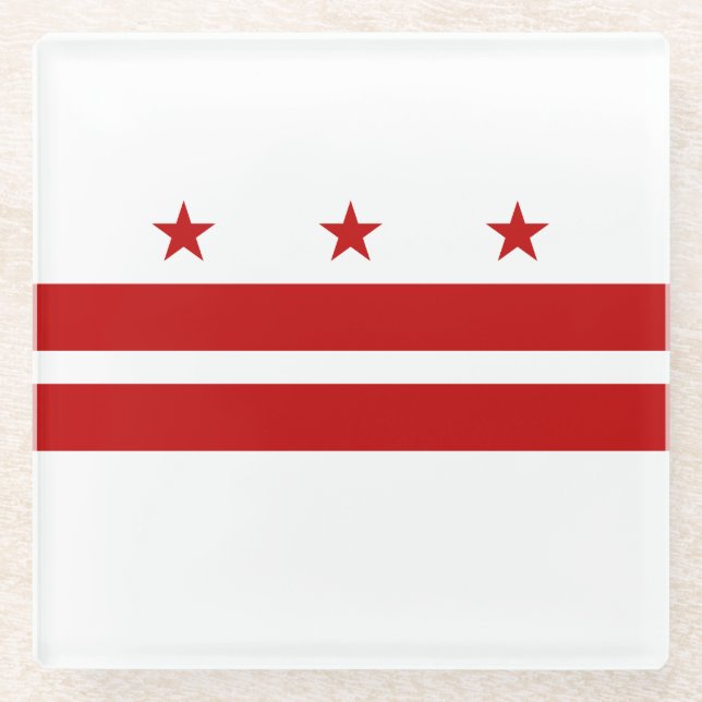 Washington DC State Flag Glass Coaster (Front)