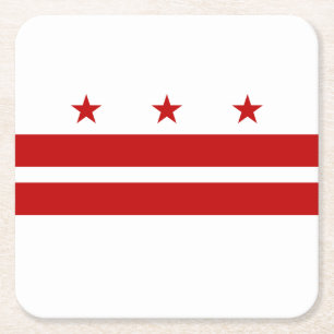 Washington DC State Flag Square Paper Coaster