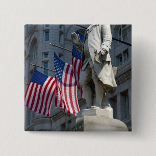 Washington, DC, statue of Benjamin Franklin 15 Cm Square Badge