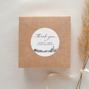 Washington DC Thank You Favour 3" (sheet of 6) Classic Round Sticker