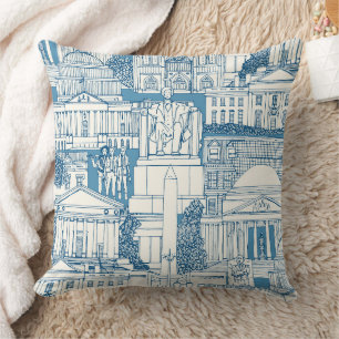 Washington DC toile blue Cushion