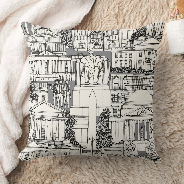 Washington DC toile gray Cushion (Blanket)