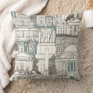 Washington DC toile juniper Cushion