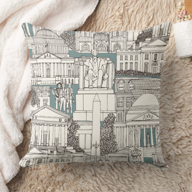 Washington DC toile juniper Cushion (Blanket)