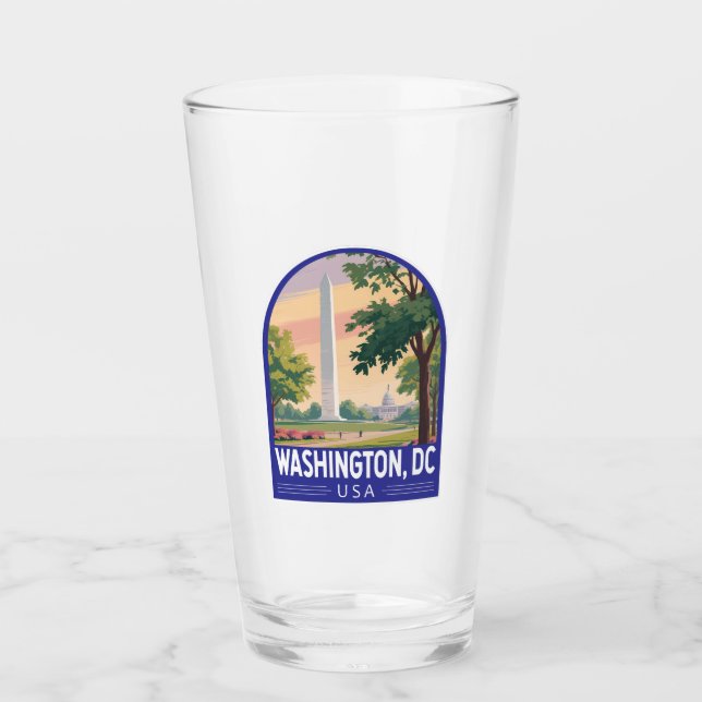 Washington DC Travel Art Emblem Glass (Front)