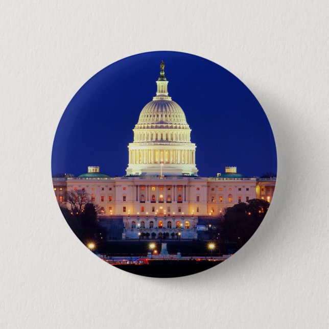 Washington DC United States Capitol at Dusk 6 Cm Round Badge (Front)