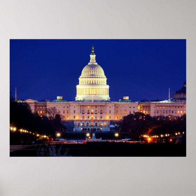 Washington DC United States Capitol at Dusk Poster (Front)