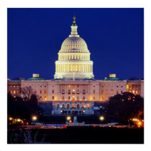 Washington DC United States Capitol at Dusk Poster