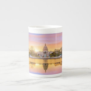 Washington DC US Capitol Building Sunset Reflectio Bone China Mug