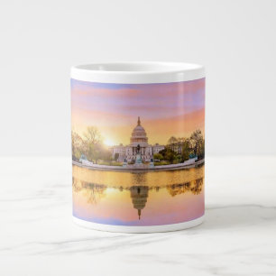 Washington DC US Capitol Building Sunset Reflectio Large Coffee Mug