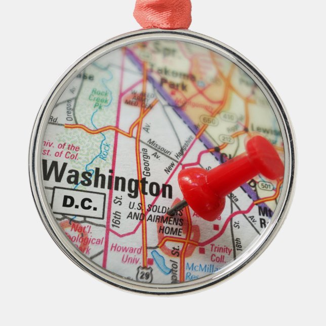 Washington DC USA Capitol Map Pin Metal Tree Decoration (Front)