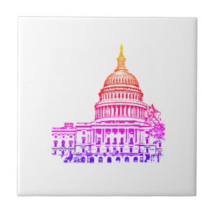 Washington DC USA Capitol Sketch Tile
