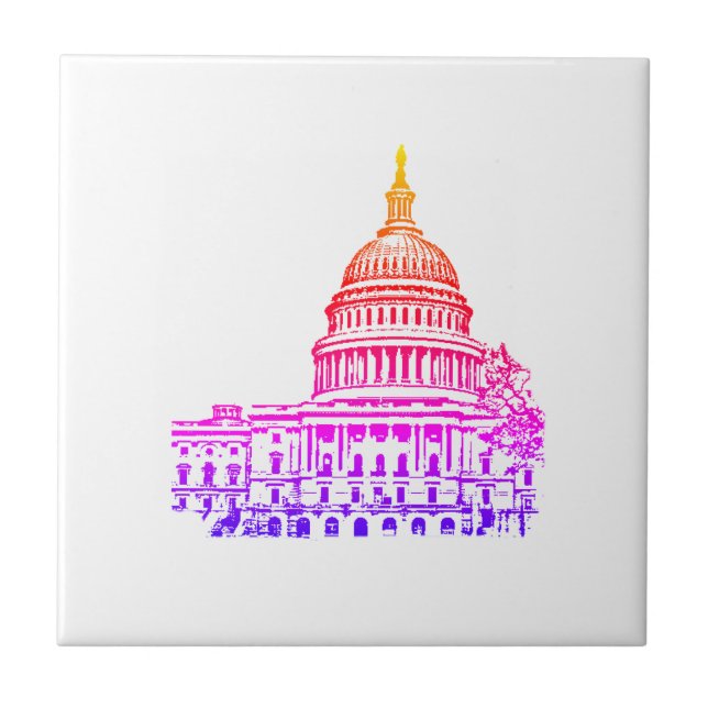 Washington DC USA Capitol Sketch Tile (Front)