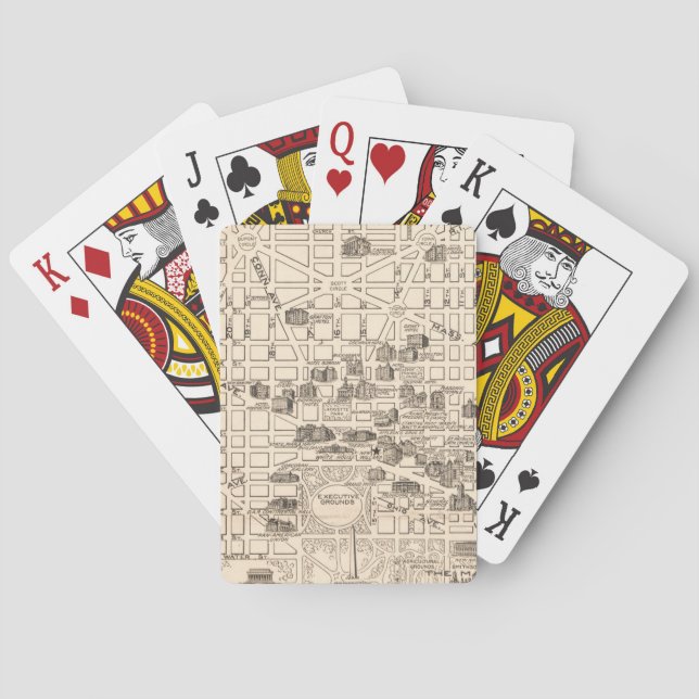 Washington DC Vintage Map Playing Cards (Back)