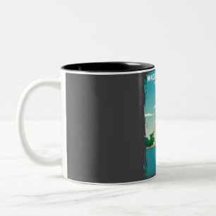 Washington DC Vintage Minimal Retro Travel Poster Two-Tone Coffee Mug