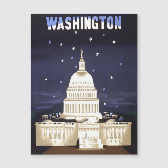 Washington DC vintage travel Magnetic Card (Front)