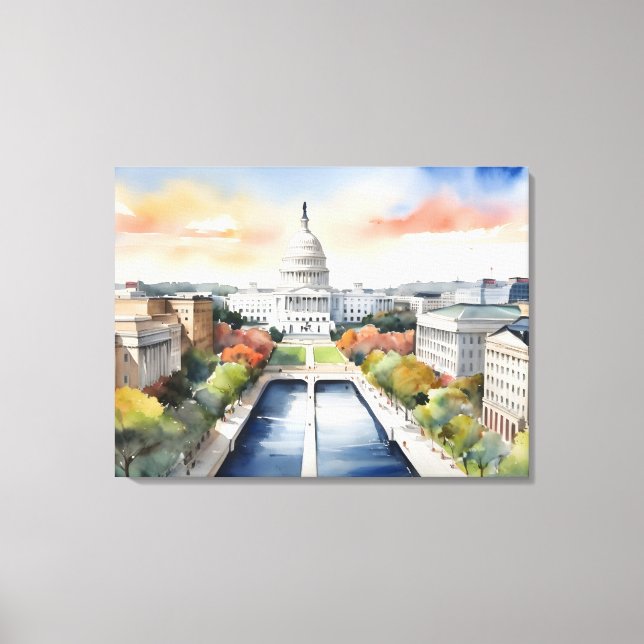 Washington DC watercolor art Canvas Print (Front)