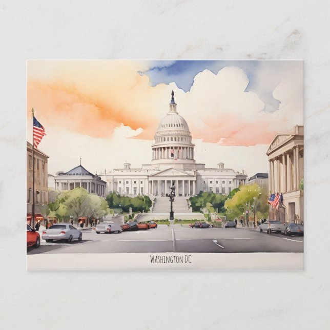 Washington DC watercolor art Postcard (Front)