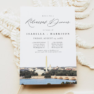 WASHINGTON DC Watercolor Skyline Rehearsal Dinner Invitation