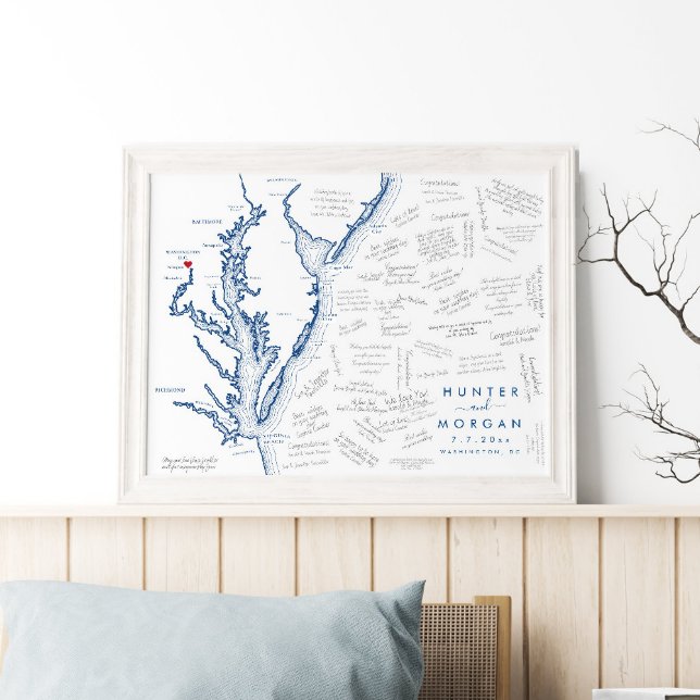 Washington DC Wedding Modern Map Guest Book Poster (This Washington DC wedding guest book poster is perfect for your Chesapeake Bay Wedding)