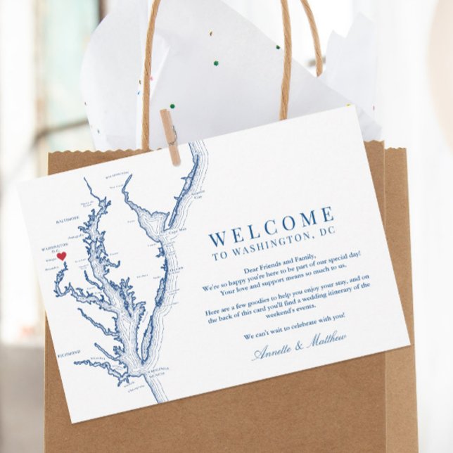 Washington DC Wedding Welcome and Itinerary Thank You Card (This Washington DC wedding welcome letter has your wedding weekend itinerary on the back)
