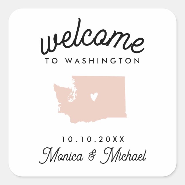 WASHINGTON Destination Wedding ANY COLOR Square Sticker (Front)