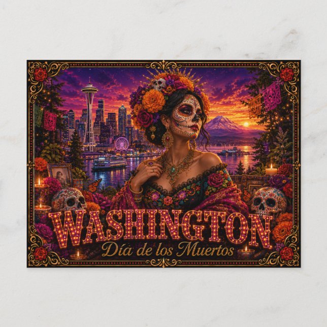 Washington Día de los Muertos Retr Postcard (Front)